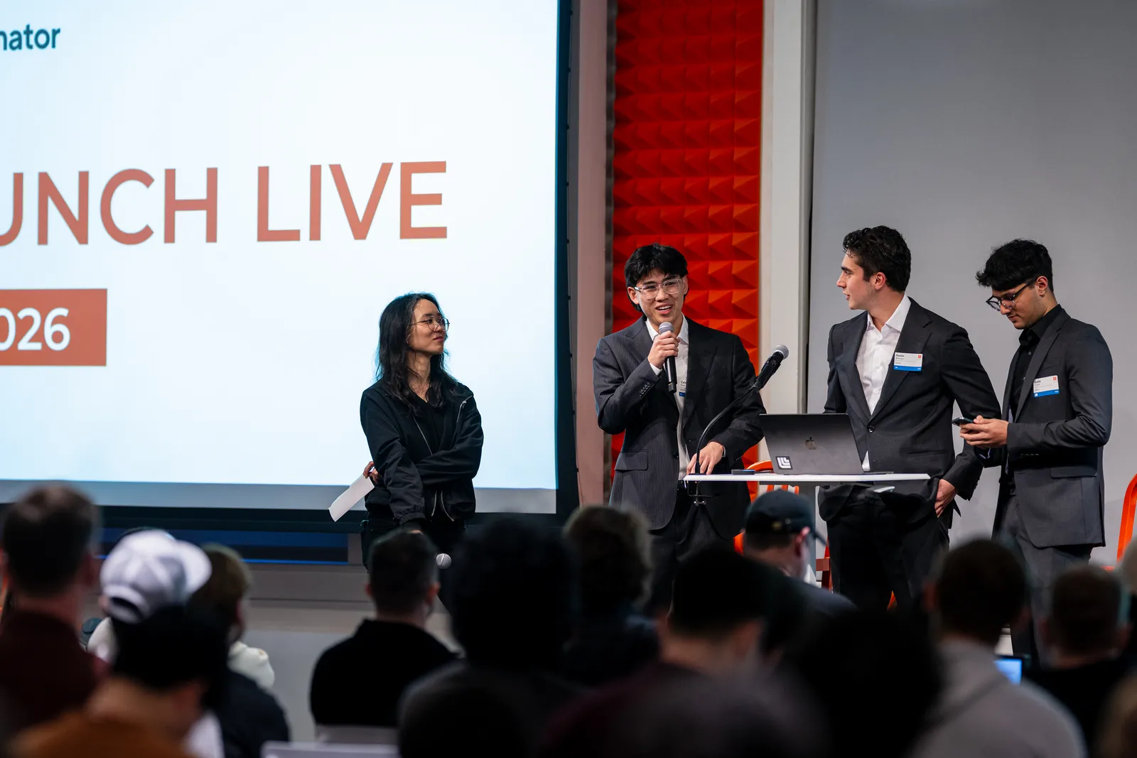 Lance founders on stage at Y Combinator Launch Live